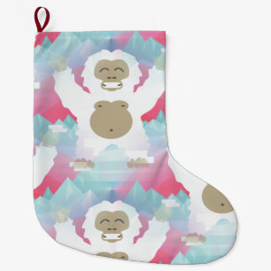 rosafarbener Yeti-Weihnachtsstrumpf Großer Weihnachtsstrumpf
