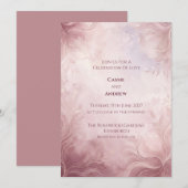 Rosafarbenes abstraktes florales Marmor-Hochzeit Einladung (Vorne/Hinten)