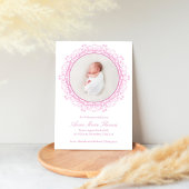 Rosafarbenes Baby-Foto Florales Skript Geburt