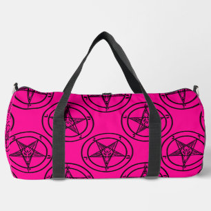 rosafarbenes Baphomet-Pentagramm Halloween Duffle Bag