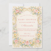 Rosafarbenes Barock-Babyshower im Garten Einladung (Vorderseite)