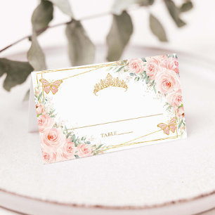 Rosafarbenes Blumen-Quinceañera-15-Sweet-16-Geburt Platzkarte