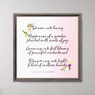 Rosafarbenes Blumengedicht Traum (von mir geschrie Leinwanddruck