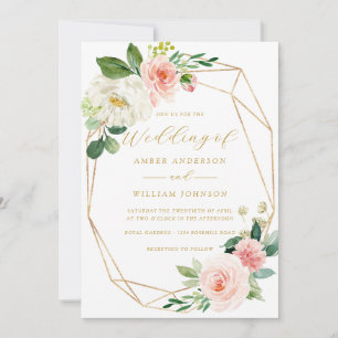 Rosafarbenes Blumenkranz-Hochzeit   Einladung