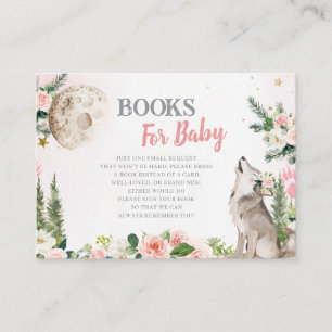 Rosafarbenes Blumenmond Wald Wolf Bücher für Baby Begleitkarte