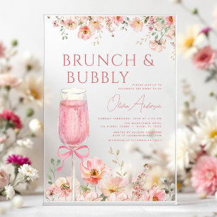 Rosafarbenes Brunch mit Schleife und prickelndem C Acryleinladungen