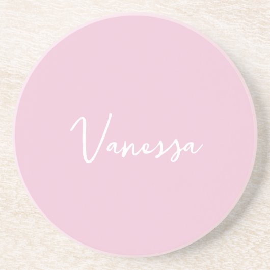 Rosafarbenes Champagner-Blush-Custom-Moderne-Schri Getränkeuntersetzer (Vorne)