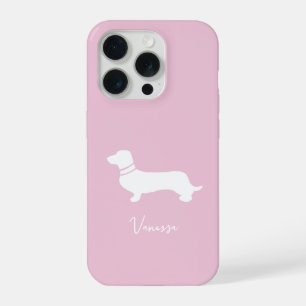 Rosafarbenes Champagner-Dachsund im modernen Stil iPhone 15 Pro Hülle