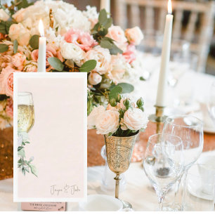 Rosafarbenes Champagnerglas personalisiert Serviette