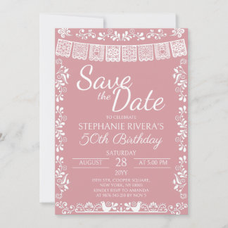 Rosafarbenes Cielito Lindo Save-the-Date Geburtsta Einladung