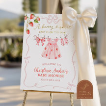 Rosafarbenes Coquette-Erdbeer-Baby-Shower-Willkomm