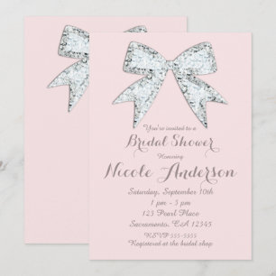 Rosafarbenes Diamant-Bling-Bogen Glamour-Brautpart Einladung