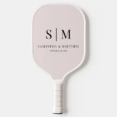 Rosafarbenes einfaches Paar-Monogramm-Initialen-Ho Pickleball Schläger (Rückseite)