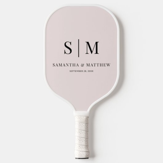 Rosafarbenes einfaches Paar-Monogramm-Initialen-Ho Pickleball Schläger (Vorderseite)