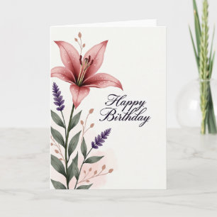 Rosafarbenes florales Geburtstagskarte Karte