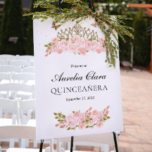 Rosafarbenes florales goldenes Diadem Quinceanera