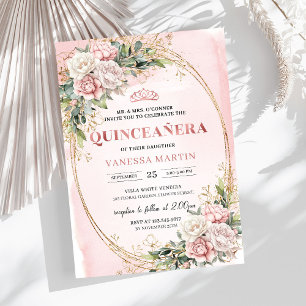 Rosafarbenes Florales Grünzeug Quince-Einladung Einladung