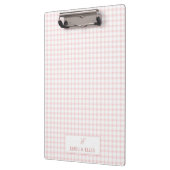 Rosafarbenes Gingham-Klassik-Monogramm Klemmbrett (Links)