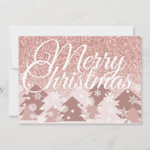 Rosafarbenes Glitter-Merry-Christmas-Rosa-Bäume Feiertagskarte
