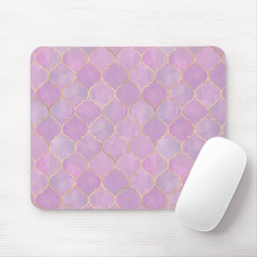 Rosafarbenes Goldener Marokkanischer Muster  Mousepad (Mit Mouse)