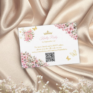 Rosafarbenes Goldenes Florales Schmetterlinge Quin RSVP Karte