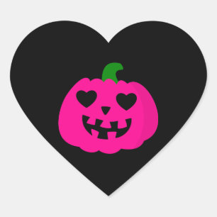 rosafarbenes Halloween-Herz-Kürbis-Jack-o-Lantern Herz-Aufkleber