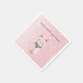Rosafarbenes Katzen-Konfetti-Punkte Serviette (Ecke)