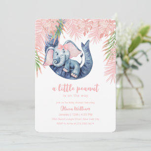 Rosafarbenes Kleines Erdnuss-Baby-Elefant-Baby-Sho Einladung