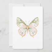 Rosafarbenes Mintgrünes Gold Schmetterling Brautpa Einladung (Rückseite)