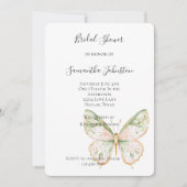Rosafarbenes Mintgrünes Gold Schmetterling Brautpa Einladung (Vorderseite)