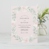 Rosafarbenes Minzblatt-Hochzeit Einladung (Stehend Vorderseite)