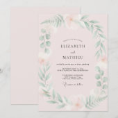 Rosafarbenes Minzblatt-Hochzeit Einladung (Vorne/Hinten)