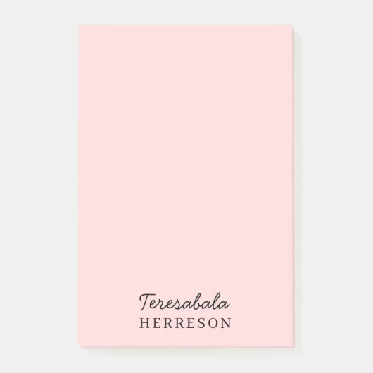 Rosafarbenes Monogramm Minimalistisches Design Post-it Klebezettel (Vorderseite)