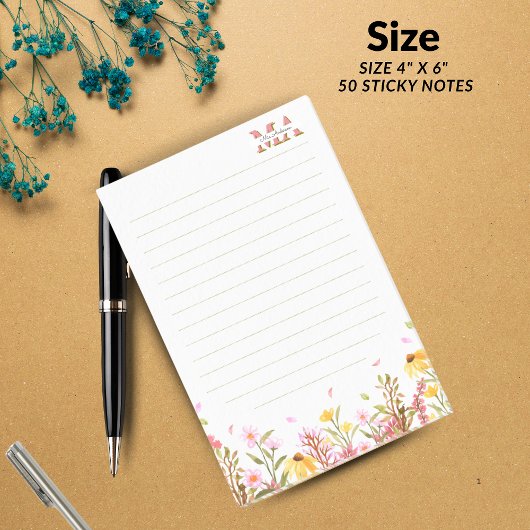 Rosafarbenes Monogramm Post-it Notes | Minimalisti Klebezettel