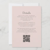 Rosafarbenes Monogrammwappen QR-Code Hochzeit Einladung (Rückseite)