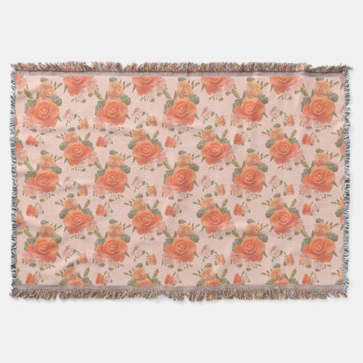 rosafarbenes orange Blumenmuster Hochzeit Frühling Decke (Vorderseite)