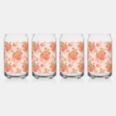 rosafarbenes orange Blumenmuster Hochzeit Frühling Dosenglas (Hinten)
