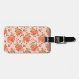 rosafarbenes orange Blumenmuster Hochzeit Frühling Gepäckanhänger