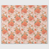 rosafarbenes orange Blumenmuster Hochzeit Frühling Geschenkpapier (Flach)