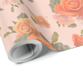 rosafarbenes orange Blumenmuster Hochzeit Frühling Geschenkpapier (Rolleneckpunkt)