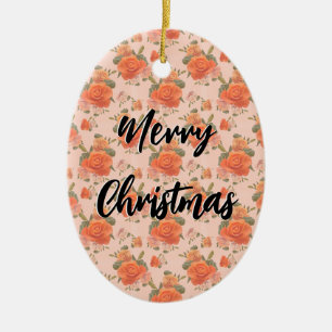 rosafarbenes orange Blumenmuster Hochzeit Frühling Keramik Ornament