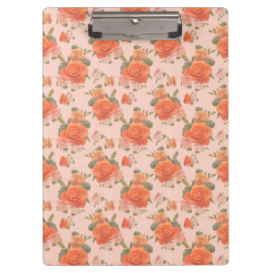 rosafarbenes orange Blumenmuster Hochzeit Frühling Klemmbrett
