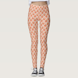 rosafarbenes orange Blumenmuster Hochzeit Frühling Leggings