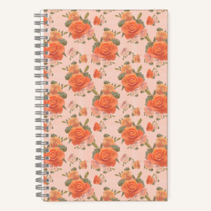 rosafarbenes orange Blumenmuster Hochzeit Frühling Notizblock