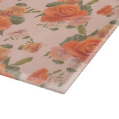 rosafarbenes orange Blumenmuster Hochzeit Frühling Schneidebrett (Ecke)