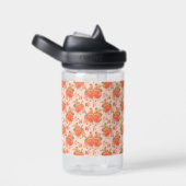 rosafarbenes orange Blumenmuster Hochzeit Frühling Trinkflasche (rechts)
