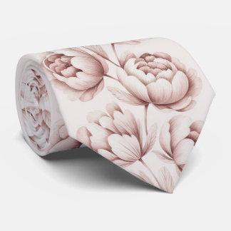 Rosafarbenes Pfingstrosen-Blumenmuster Krawatte