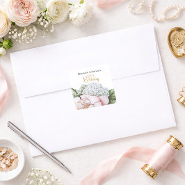 Rosafarbenes Pfingstrosen-Blüten-18. Geburtstag Quadratischer Aufkleber