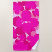 Rosafarbenes Popflower-Handtuch Strandtuch (Vorderseite)