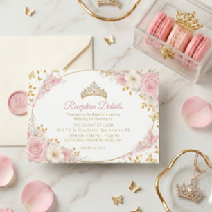 Rosafarbenes Quinceañera Golden Butterfly  Begleitkarte